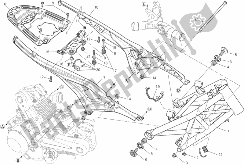 All parts for the Frame of the Ducati Monster 795 ABS 2014